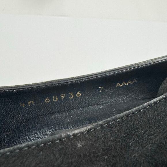 Vintage Stuart Weitzman Black Suede Leather Square Toe Wide Mid Heel Pump Sz 7 - Picture 9 of 15